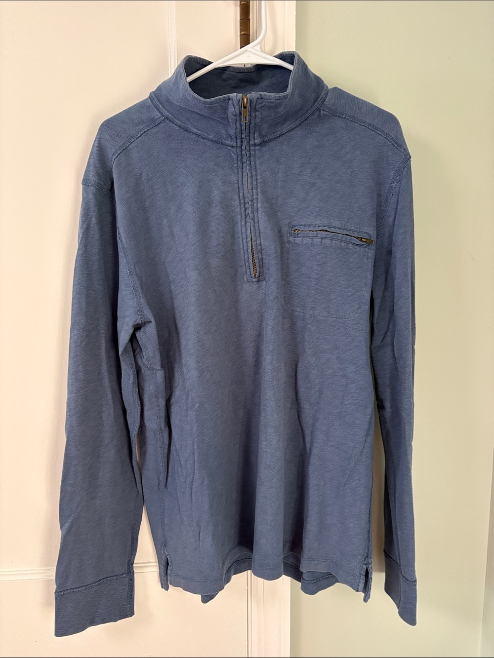J. Crew Men's Blue Half-Zip Pullover Sweater Ringspun Jersey Large